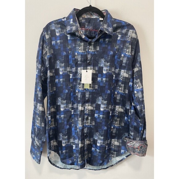 ROBERT GRAHAM Rodney Classic Fit Abstract Shirt size M Blue Designer NWT - Picture 1 of 8
